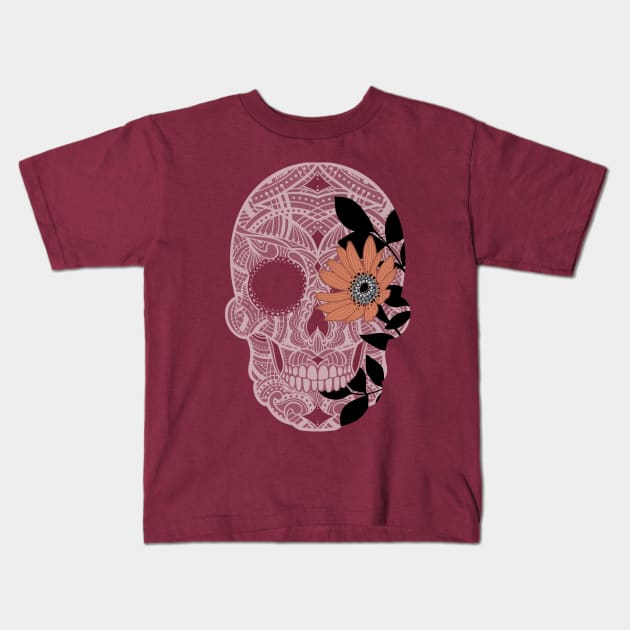 Floral Skull Kids T-Shirt by louddoodle